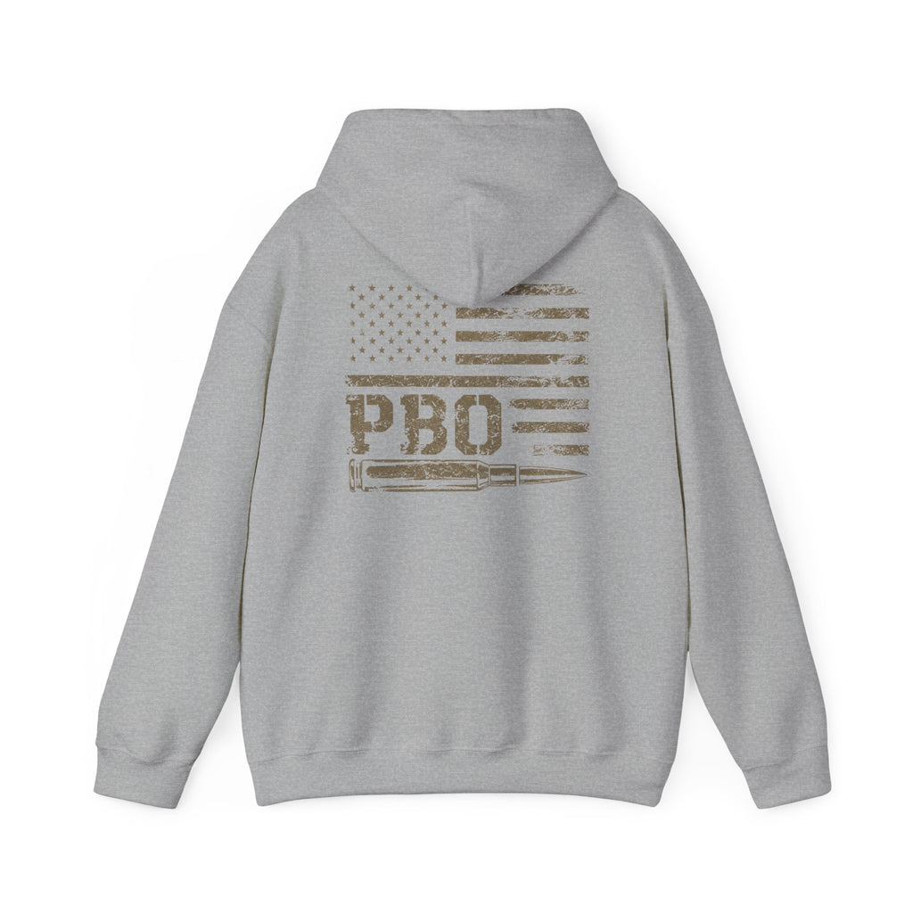 Phat Boy Outdoors Hoodie – Vintage Hunting Logo Sweatshirt (PBO American Flag)