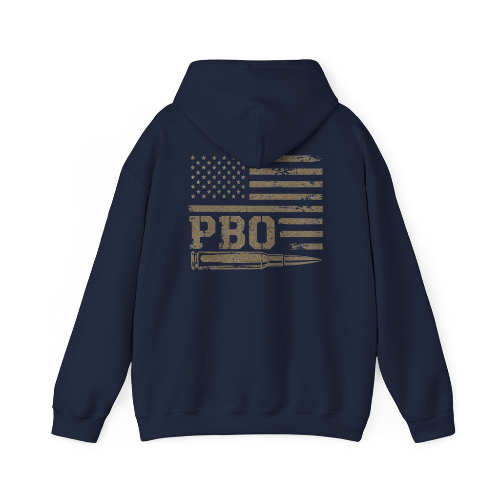 Phat Boy Outdoors Hoodie – Vintage Hunting Logo Sweatshirt (PBO American Flag)
