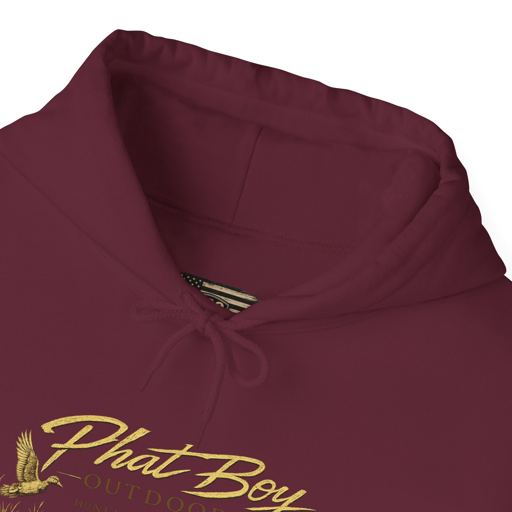 Phat Boy Outdoors Hoodie – Vintage Hunting Logo Sweatshirt (PBO American Flag)