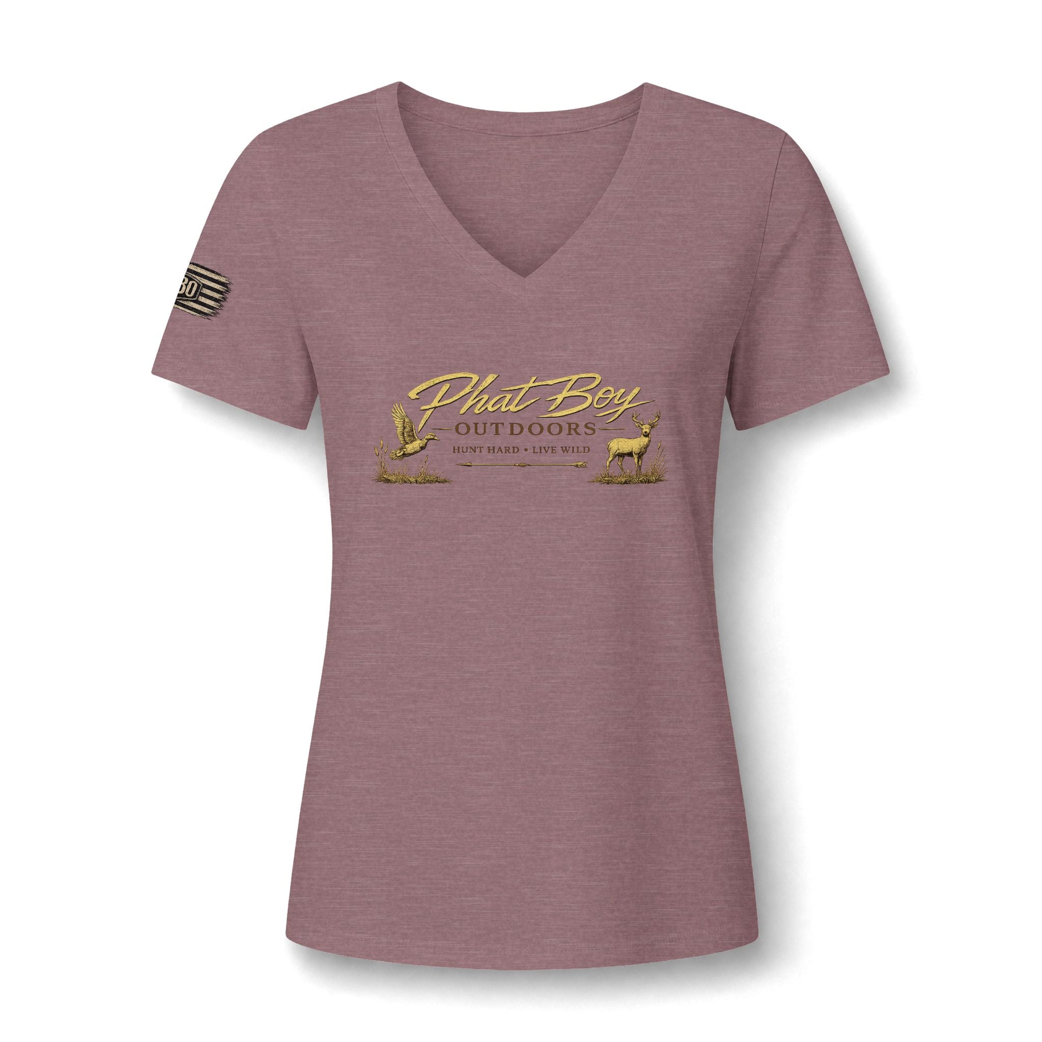 "Lydia Wild" Deer Watercolor V-Neck Tee