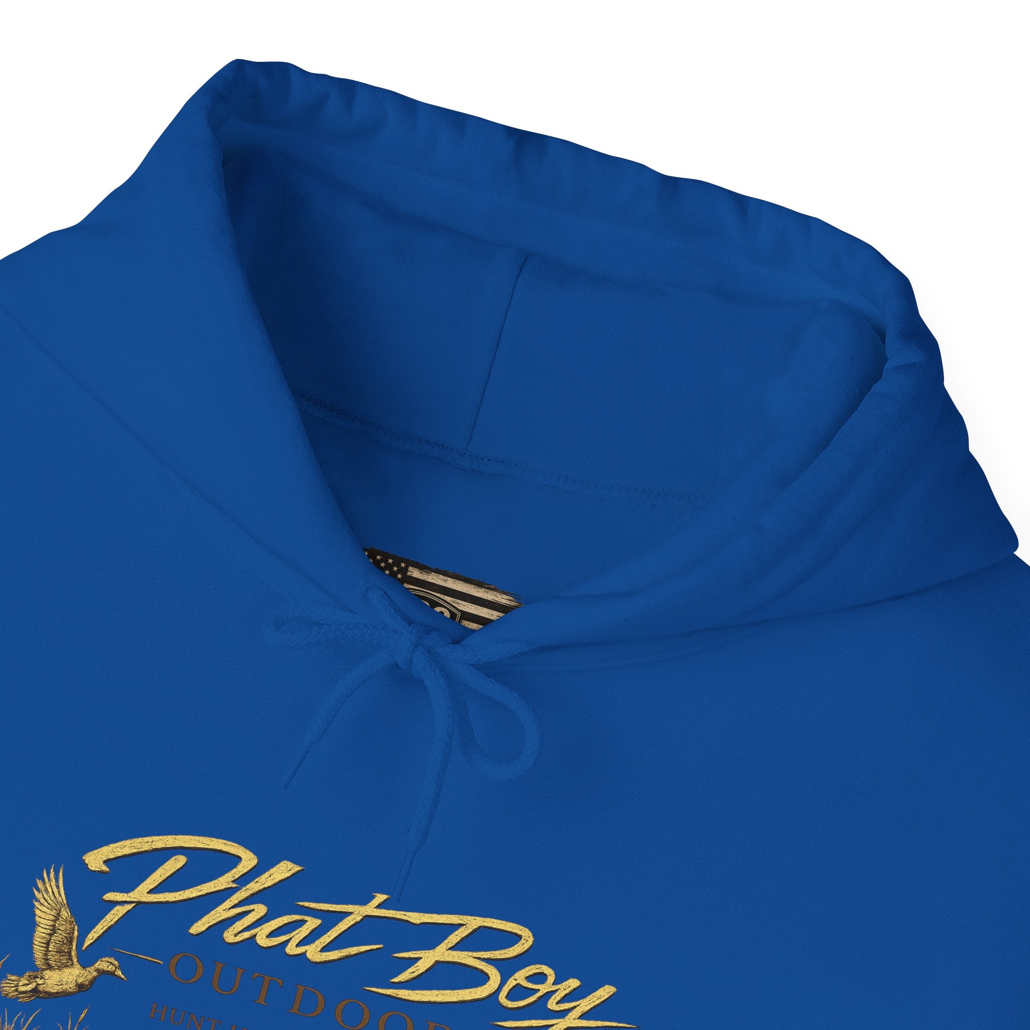 Phat Boy Outdoors Hoodie – Vintage Hunting Logo Sweatshirt (PBO American Flag)