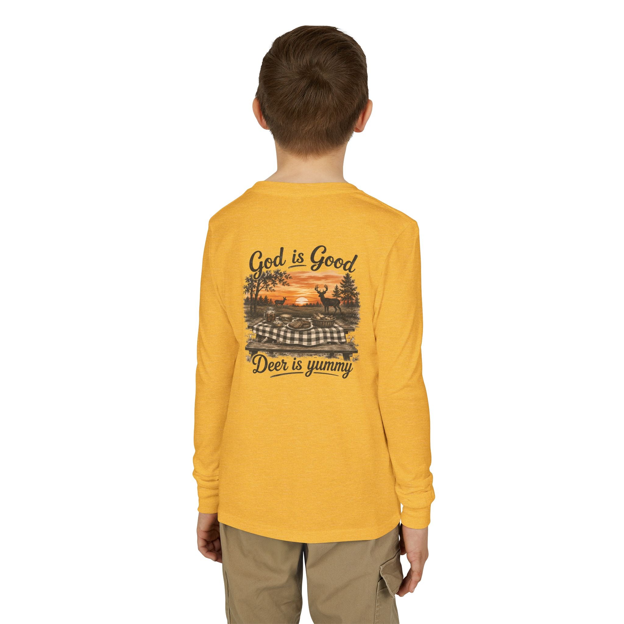 Youth Long Sleeve "God Is Good, Deer Is Yummy"