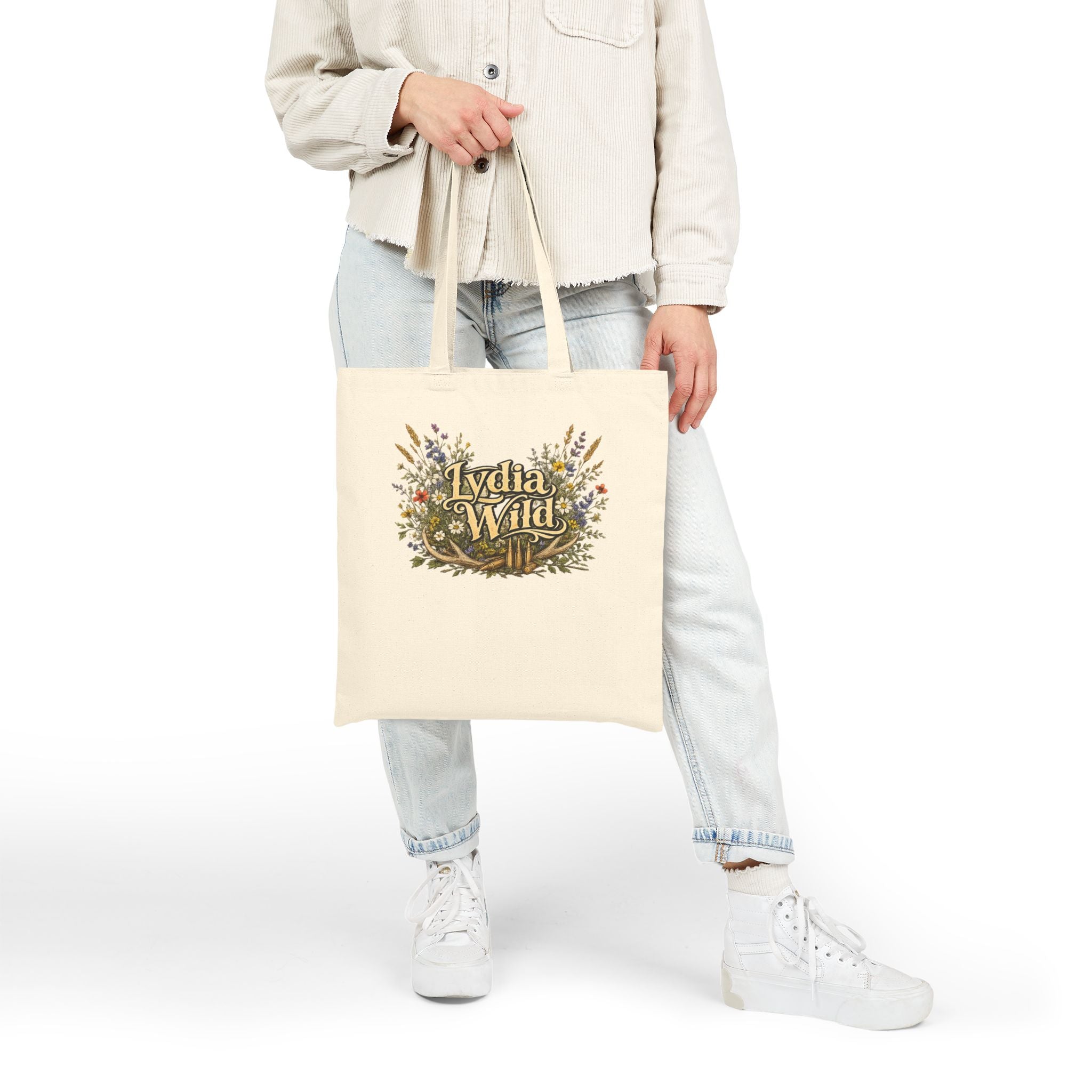 Lydia Wild Floral Canvas Tote Bag