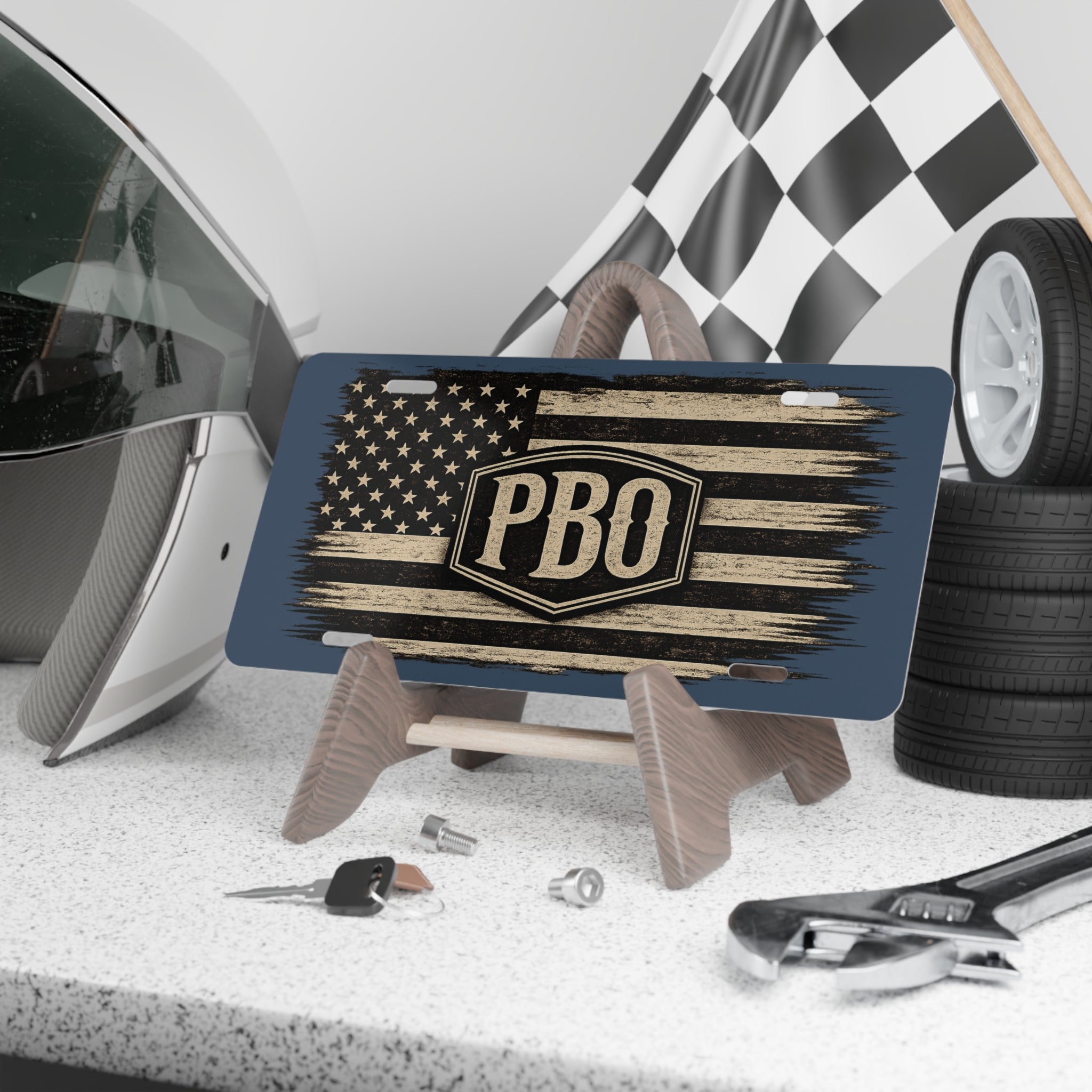 PBO Monogram License Plate