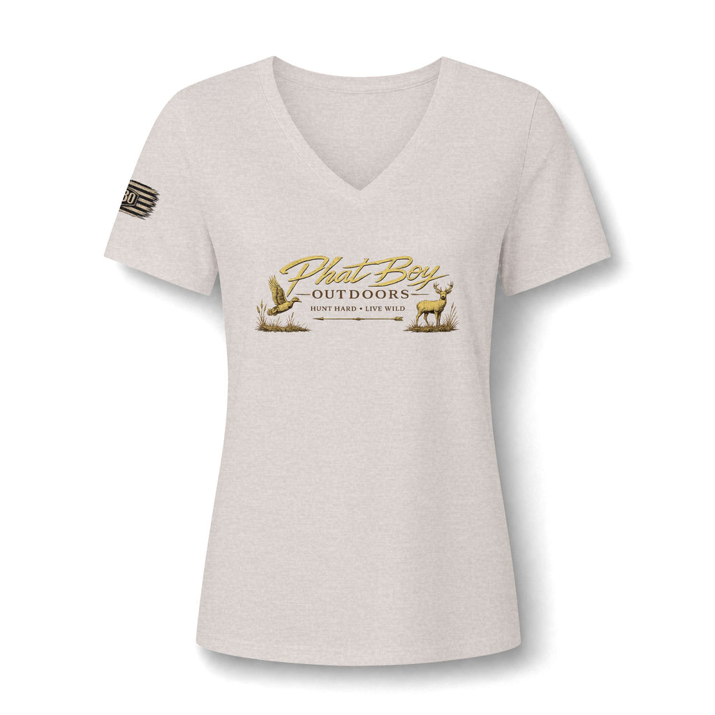 "Lydia Wild" Deer Watercolor V-Neck Tee