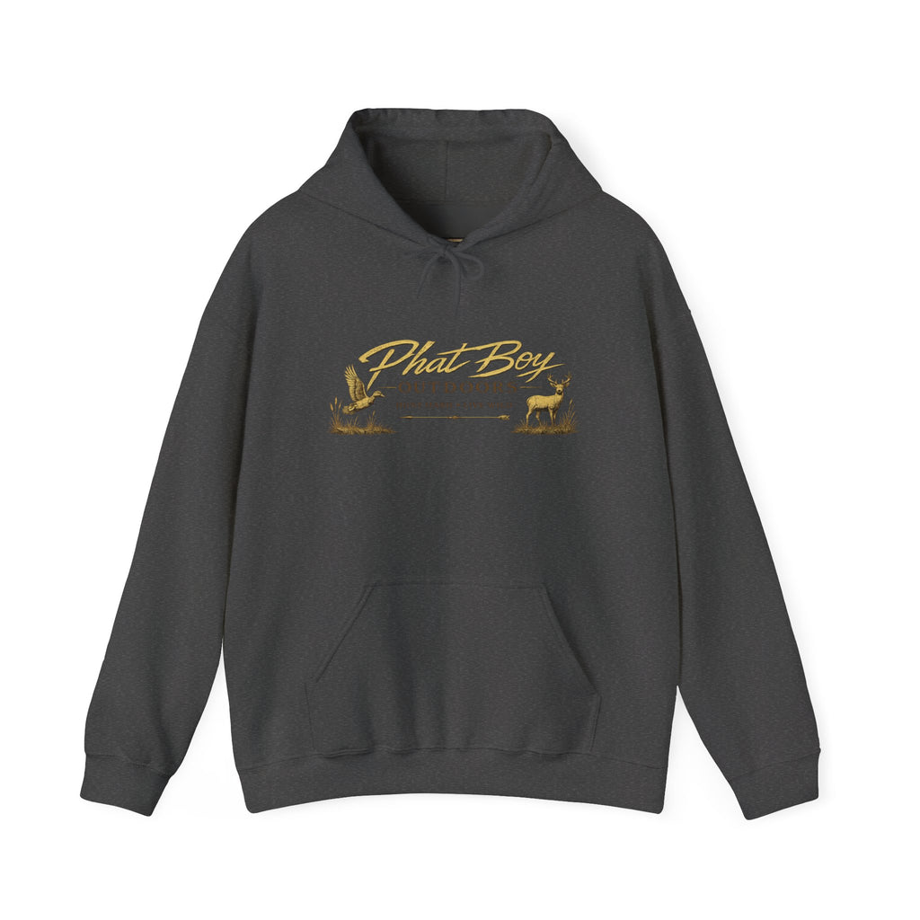 Phat Boy Outdoors Hoodie – Vintage Hunting Logo Sweatshirt (PBO American Flag)