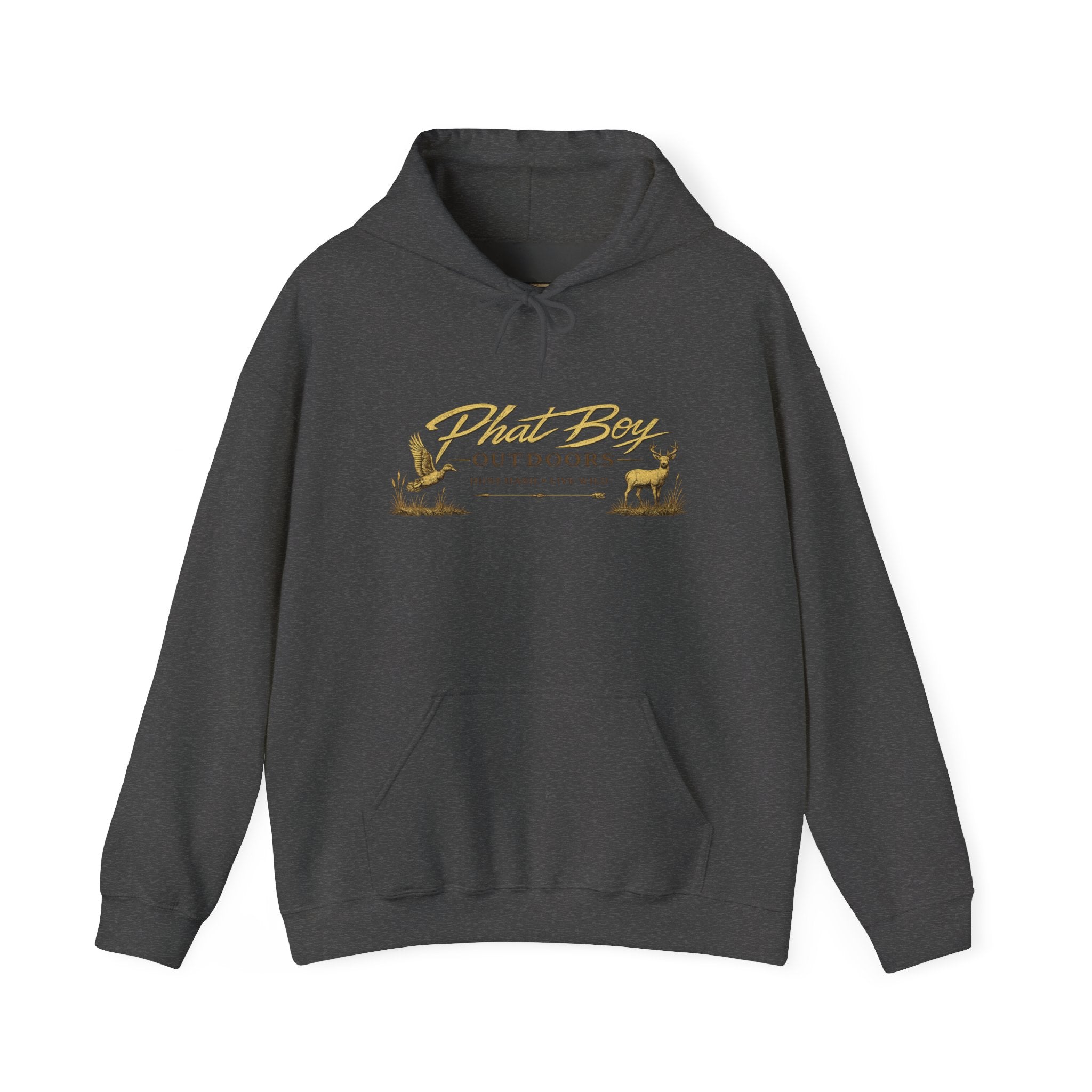 Phat Boy Outdoors Hoodie – Vintage Hunting Logo Sweatshirt (PBO American Flag)