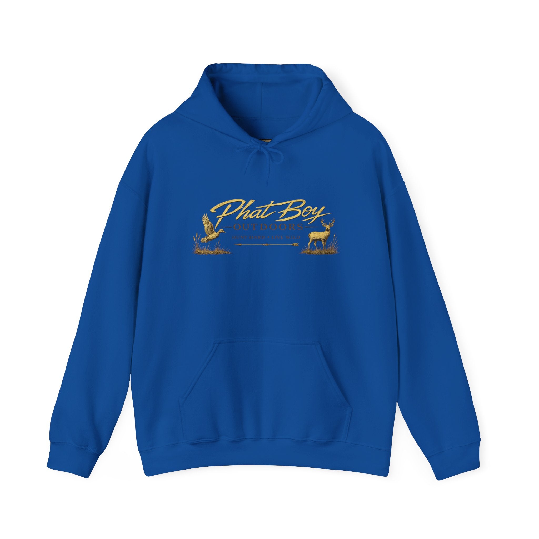 Phat Boy Outdoors Hoodie – Vintage Hunting Logo Sweatshirt (PBO American Flag)