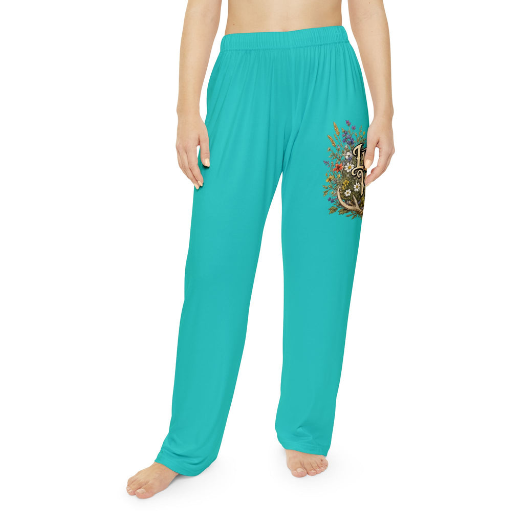 Women’s Pajama Pants — Teal Floral