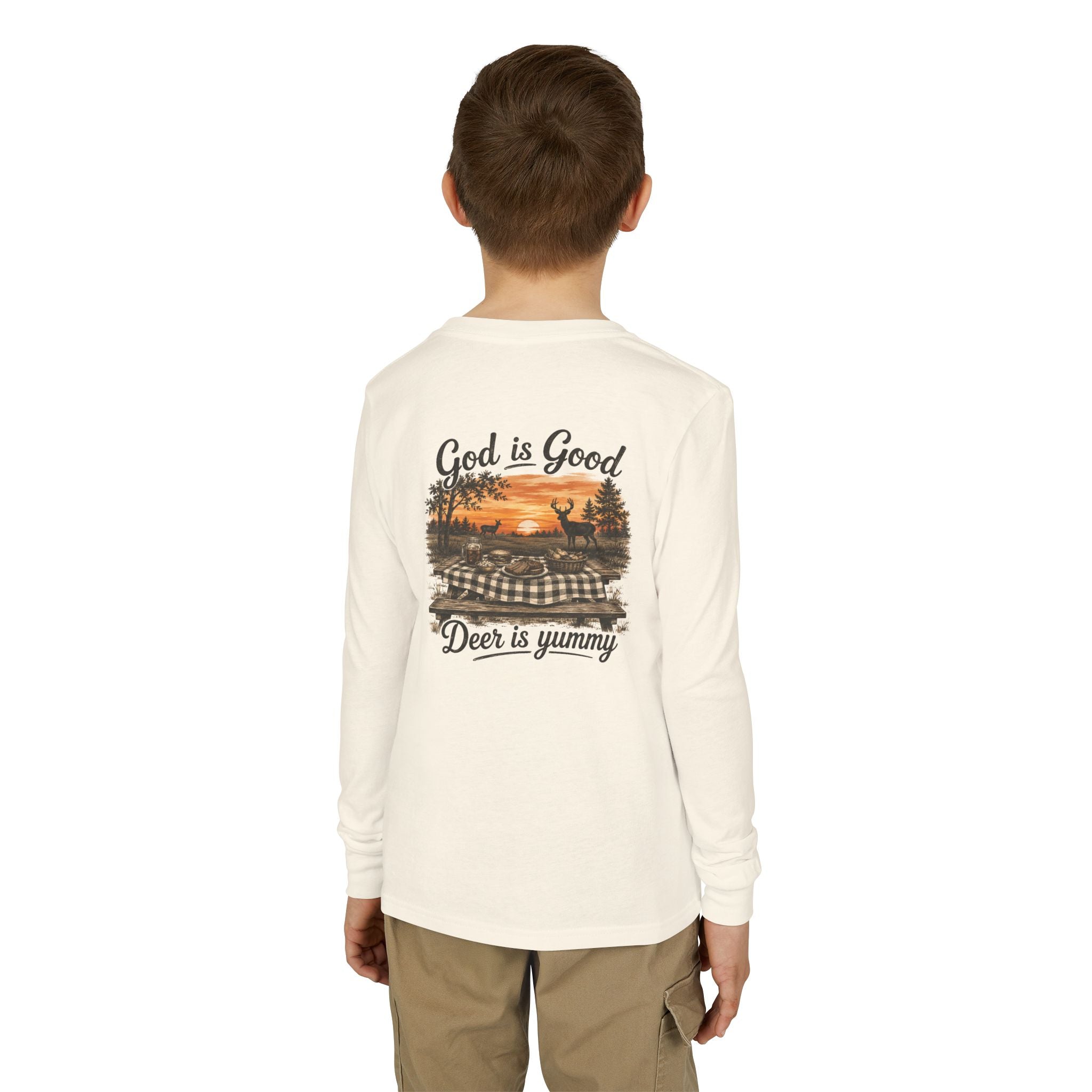 Youth Long Sleeve "God Is Good, Deer Is Yummy"