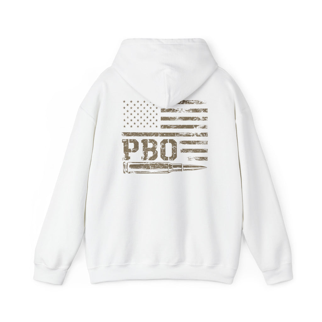 Phat Boy Outdoors Hoodie – Vintage Hunting Logo Sweatshirt (PBO American Flag)