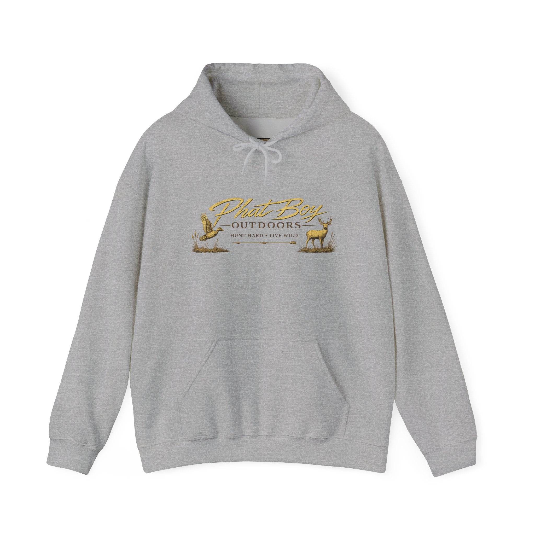 Phat Boy Outdoors Hoodie – Vintage Hunting Logo Sweatshirt (PBO American Flag)