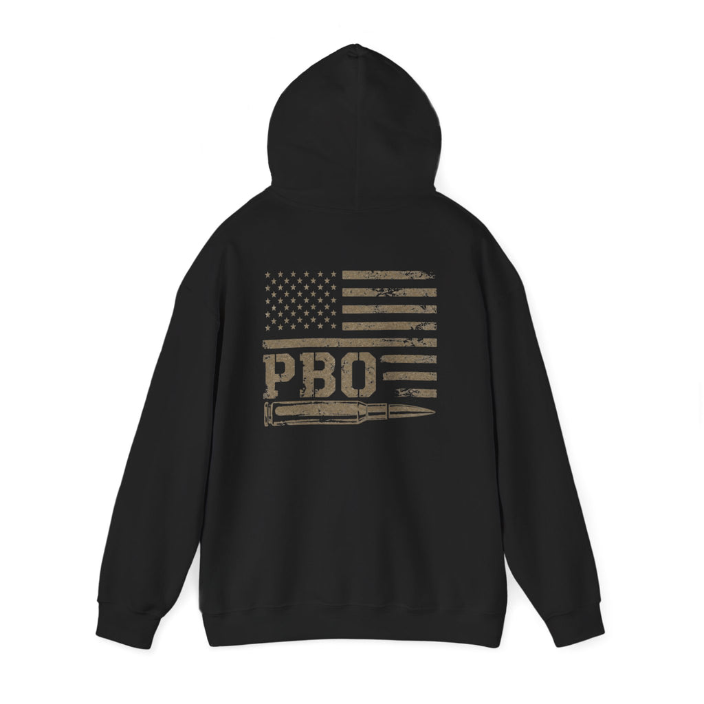 Phat Boy Outdoors Hoodie – Vintage Hunting Logo Sweatshirt (PBO American Flag)