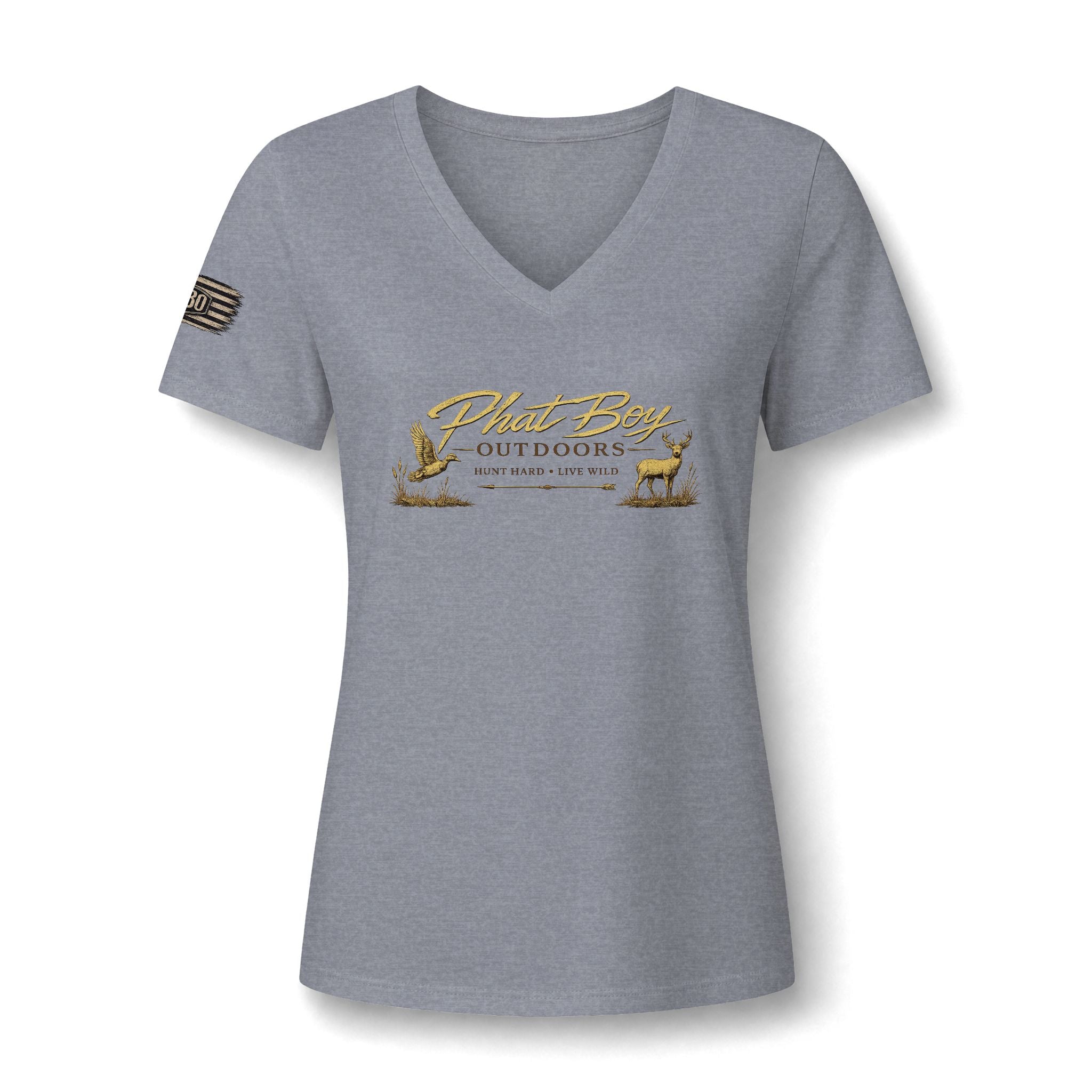"Lydia Wild" Deer Watercolor V-Neck Tee