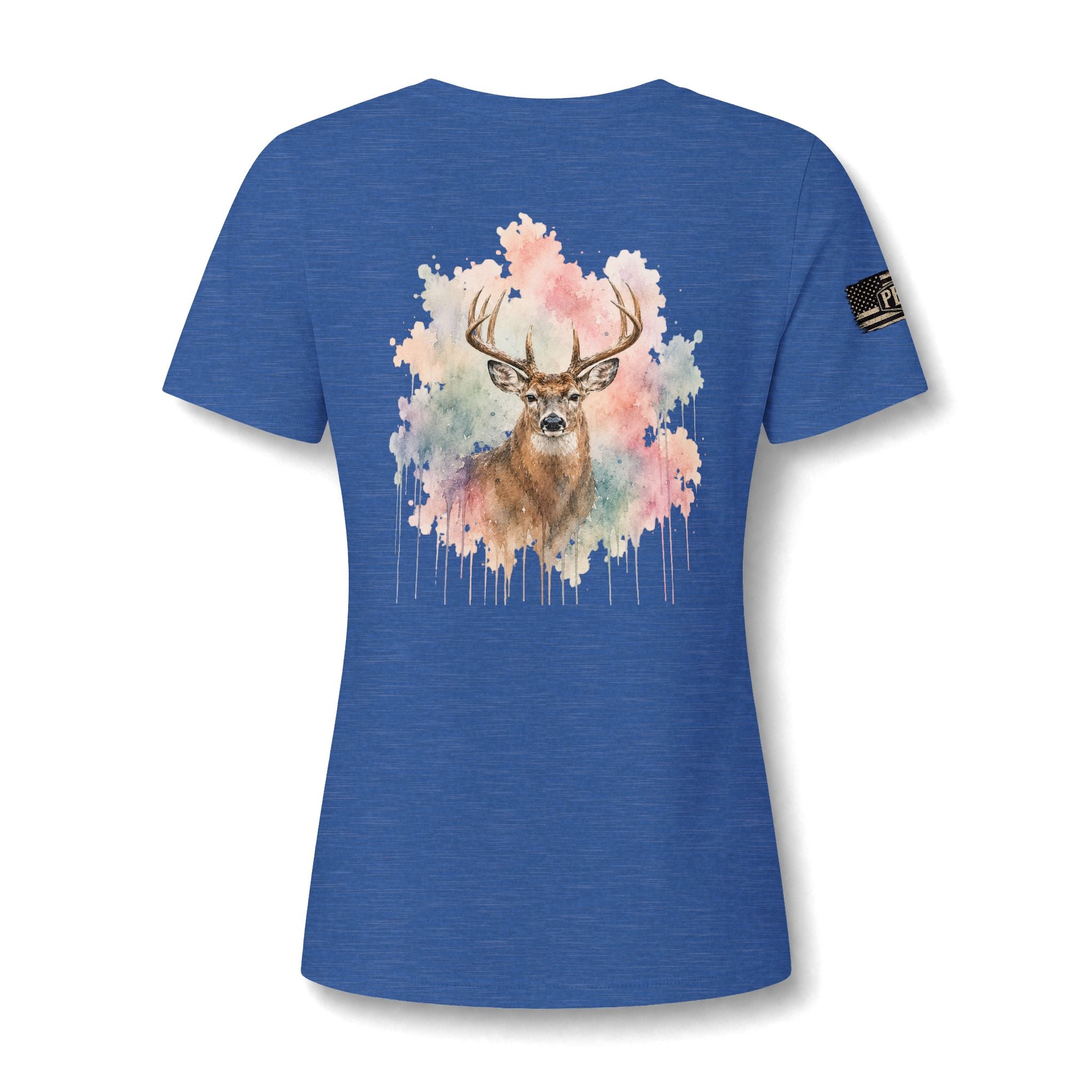 "Lydia Wild" Deer Watercolor V-Neck Tee