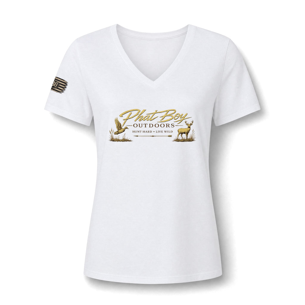 "Lydia Wild" Deer Watercolor V-Neck Tee