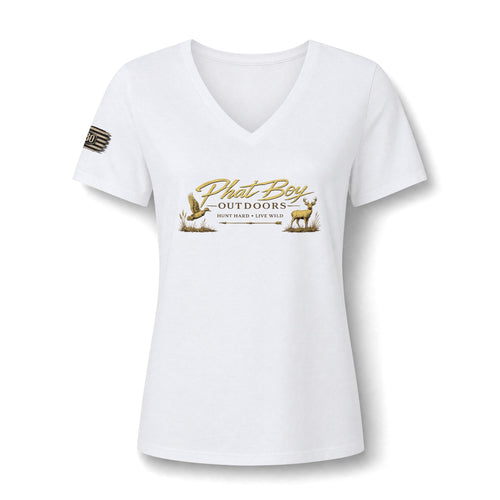 "Lydia Wild" Deer Watercolor V-Neck Tee
