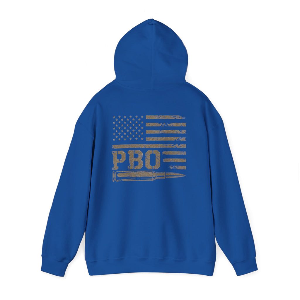 Phat Boy Outdoors Hoodie – Vintage Hunting Logo Sweatshirt (PBO American Flag)