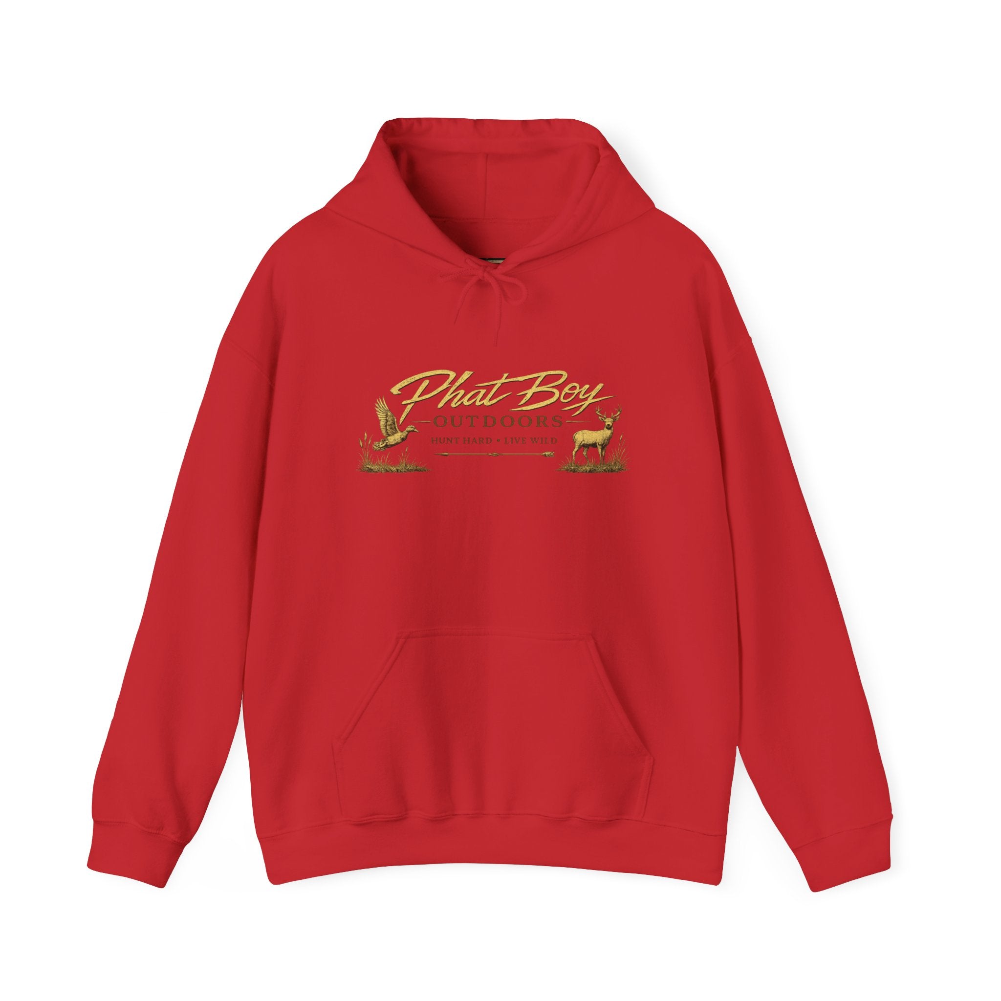 Phat Boy Outdoors Hoodie – Vintage Hunting Logo Sweatshirt (PBO American Flag)
