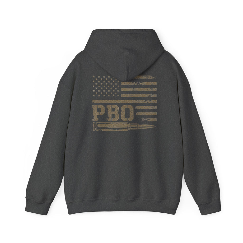 Phat Boy Outdoors Hoodie – Vintage Hunting Logo Sweatshirt (PBO American Flag)