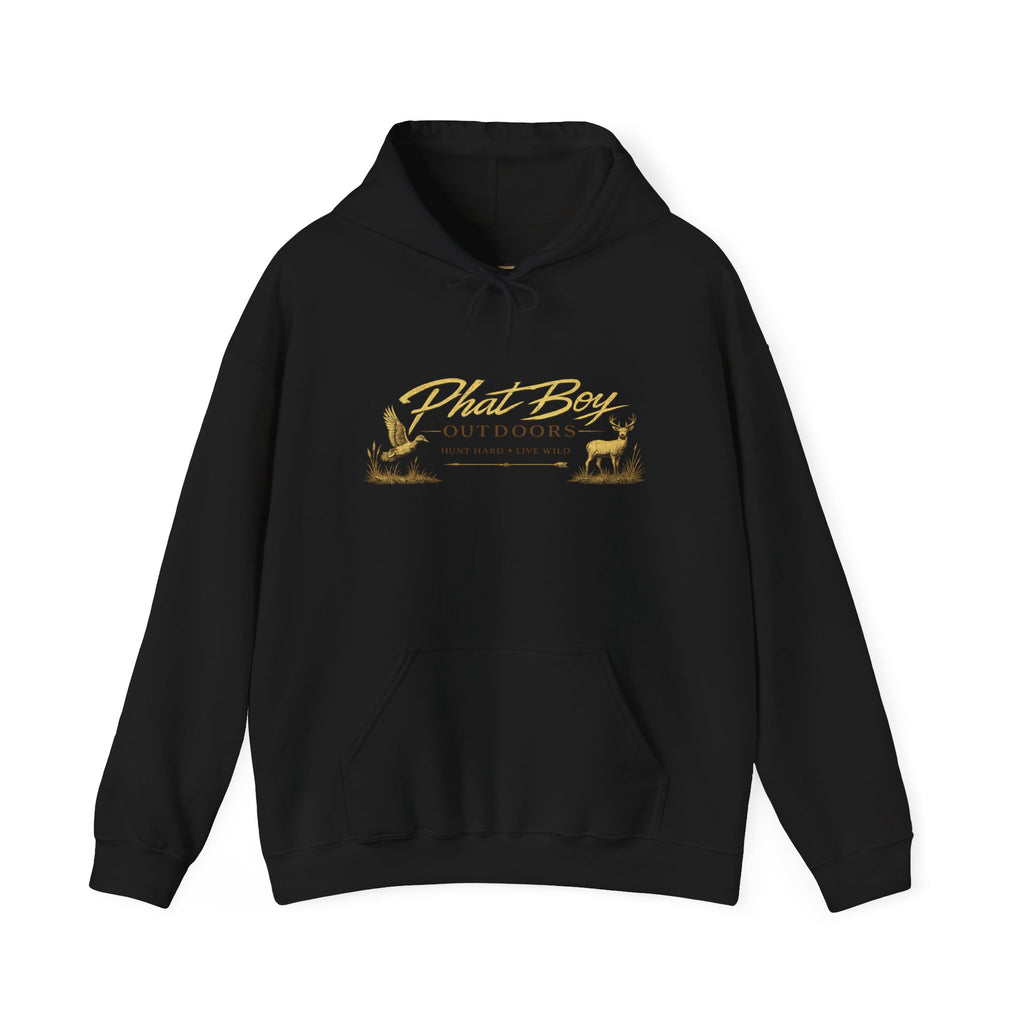 Phat Boy Outdoors Hoodie – Vintage Hunting Logo Sweatshirt (PBO American Flag)