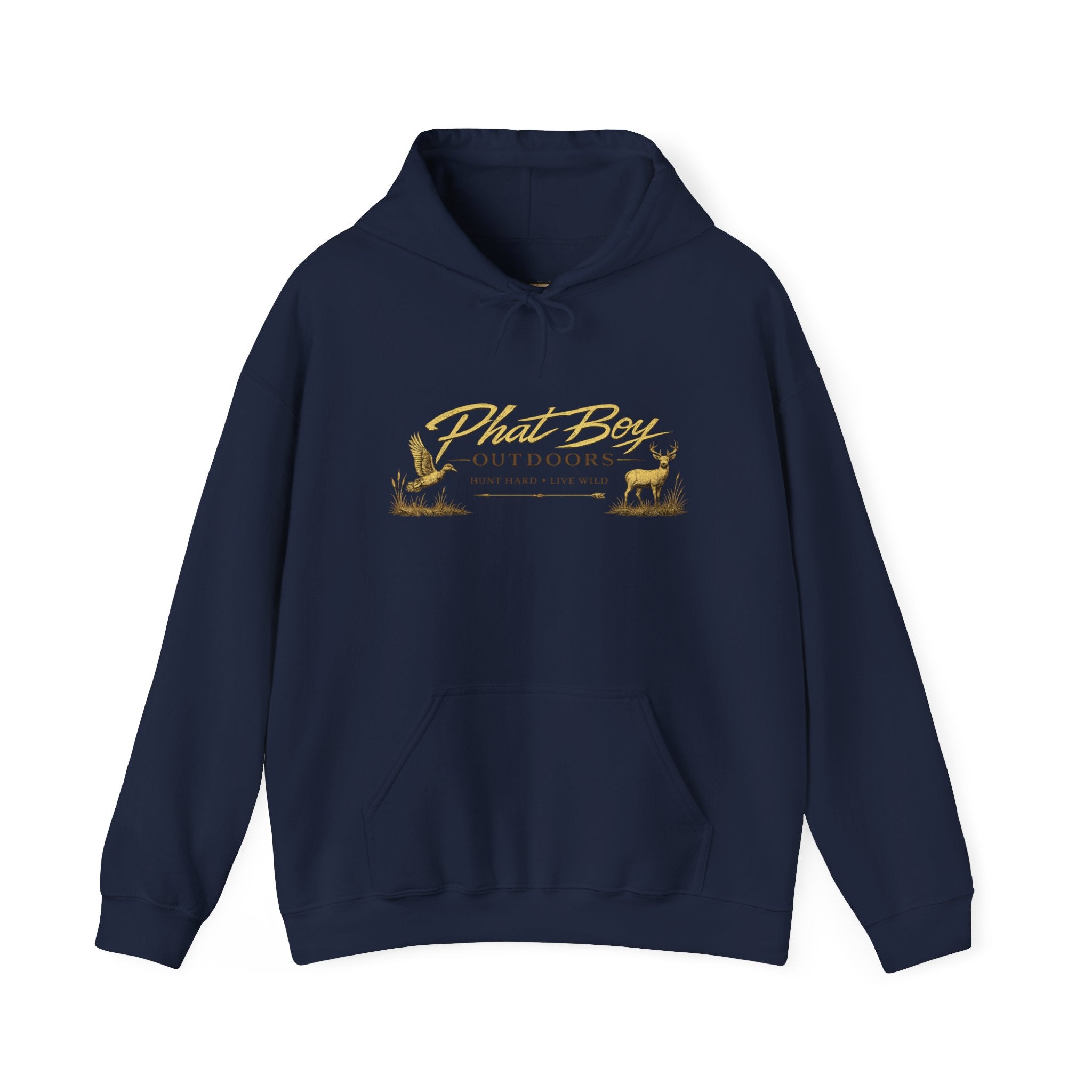 Phat Boy Outdoors Hoodie – Vintage Hunting Logo Sweatshirt (PBO American Flag)
