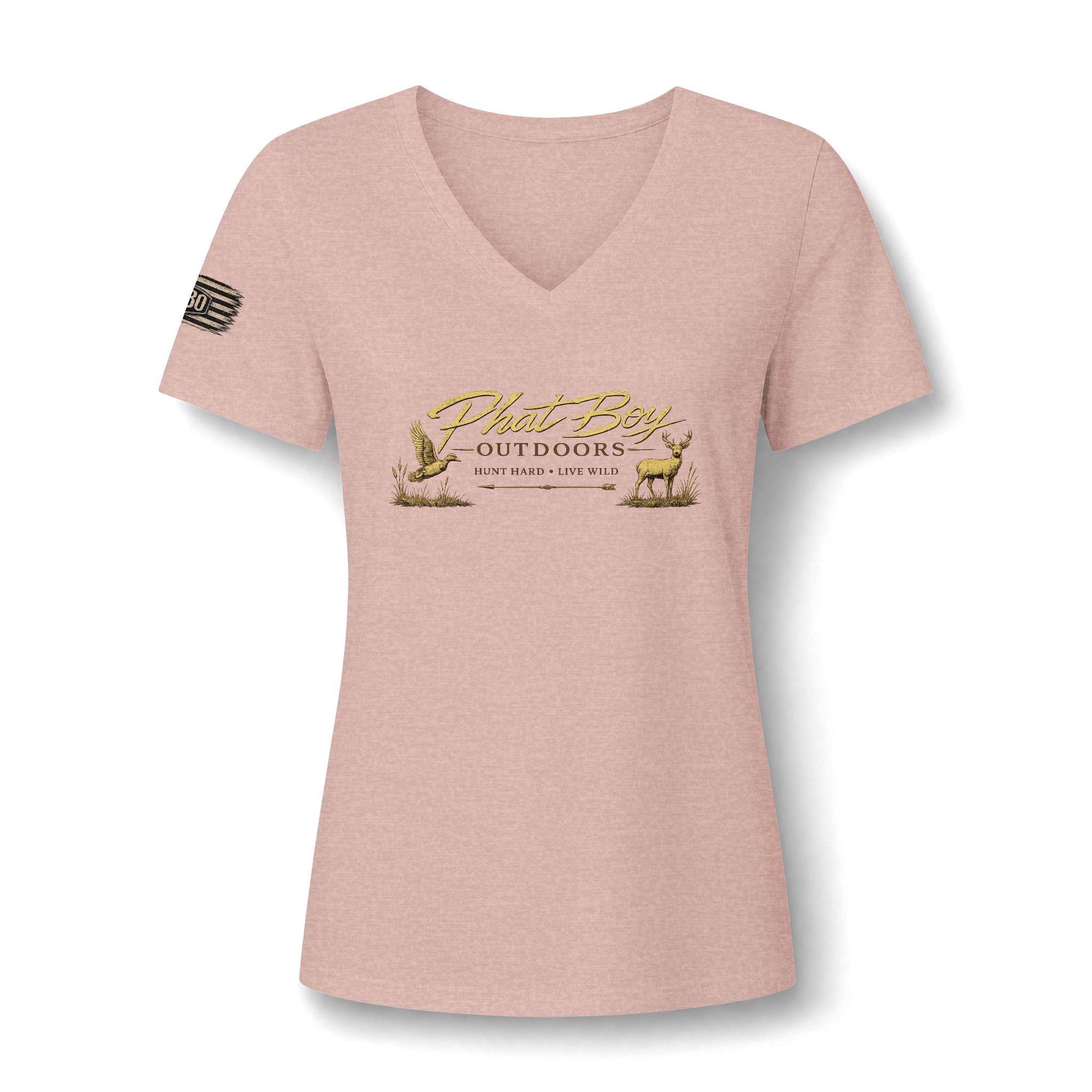 "Lydia Wild" Deer Watercolor V-Neck Tee