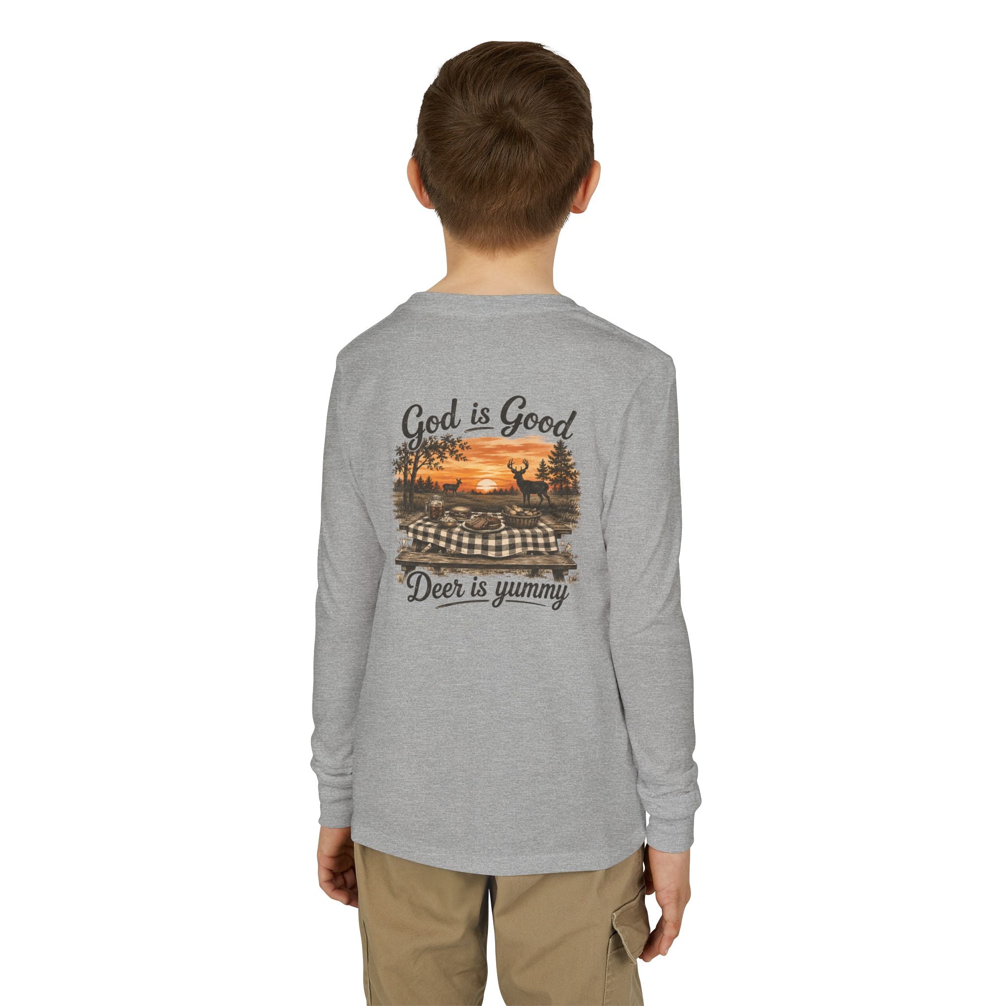 Youth Long Sleeve "God Is Good, Deer Is Yummy"
