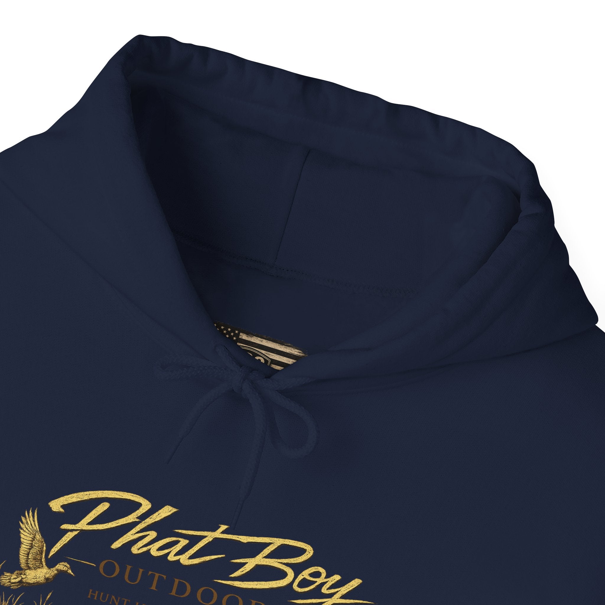 Phat Boy Outdoors Hoodie – Vintage Hunting Logo Sweatshirt (PBO American Flag)