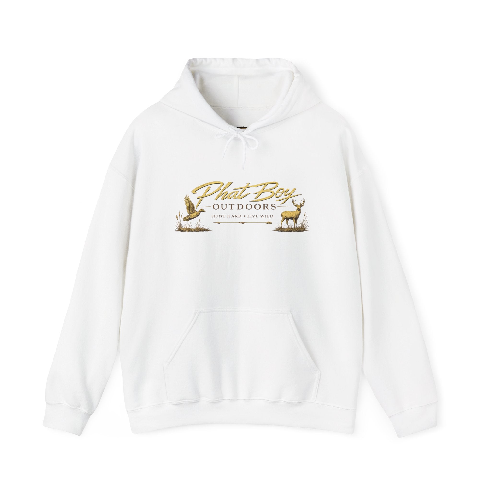 Phat Boy Outdoors Hoodie – Vintage Hunting Logo Sweatshirt (PBO American Flag)