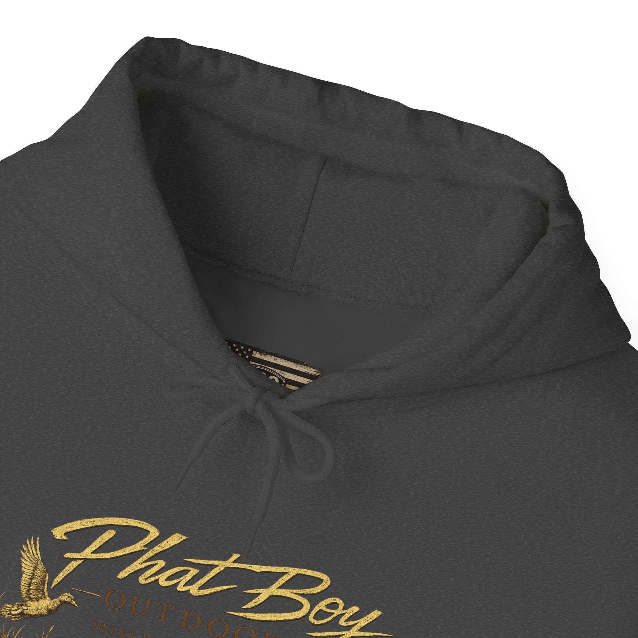 Phat Boy Outdoors Hoodie – Vintage Hunting Logo Sweatshirt (PBO American Flag)