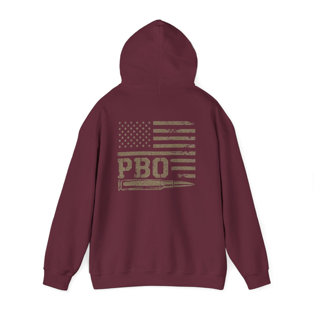 Phat Boy Outdoors Hoodie – Vintage Hunting Logo Sweatshirt (PBO American Flag)