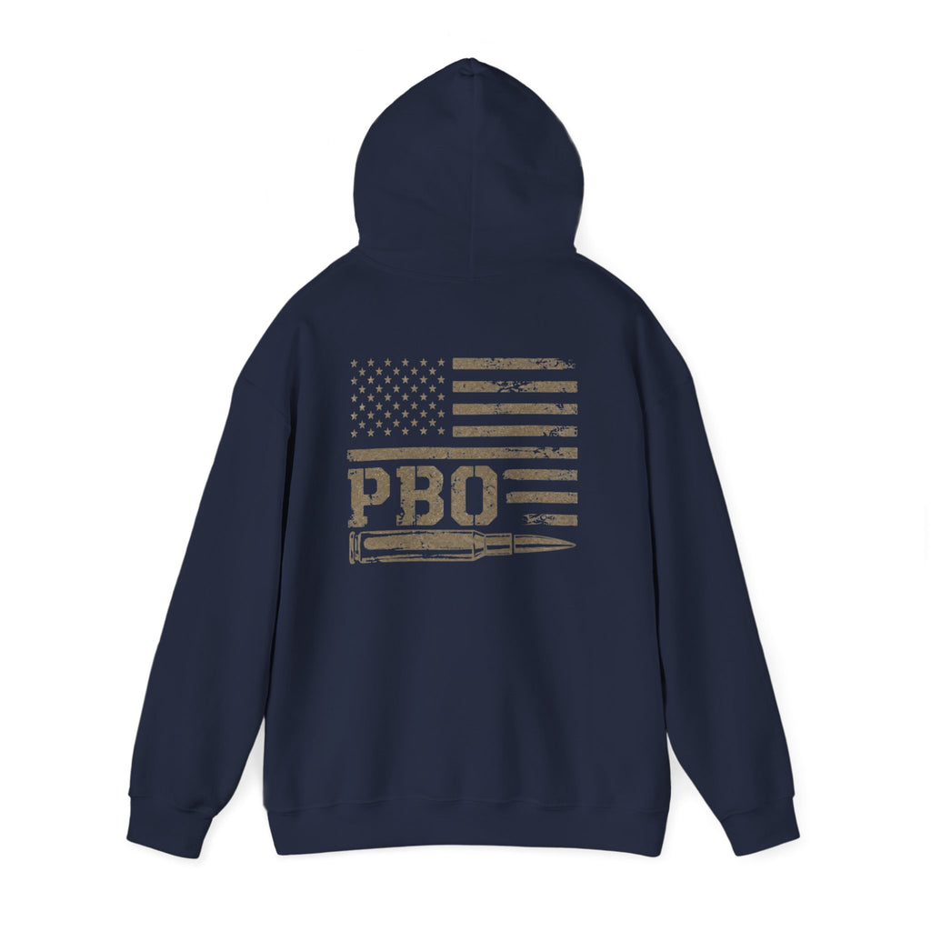 Phat Boy Outdoors Hoodie – Vintage Hunting Logo Sweatshirt (PBO American Flag)