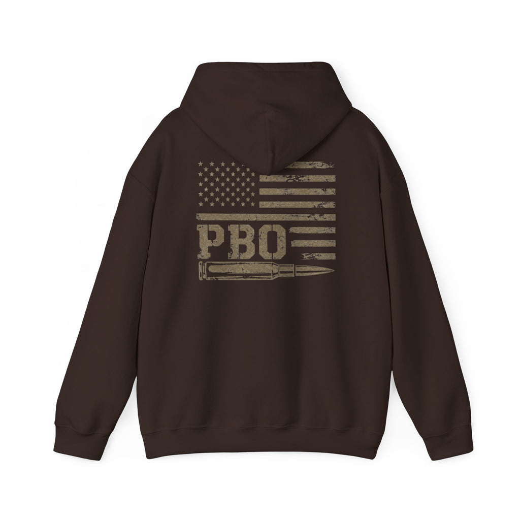 Phat Boy Outdoors Hoodie – Vintage Hunting Logo Sweatshirt (PBO American Flag)